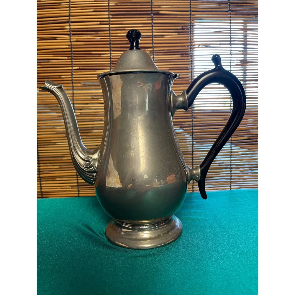 Vintage Silver Plated Coffee Pot Tea Server Black Handle Made in Indonesia